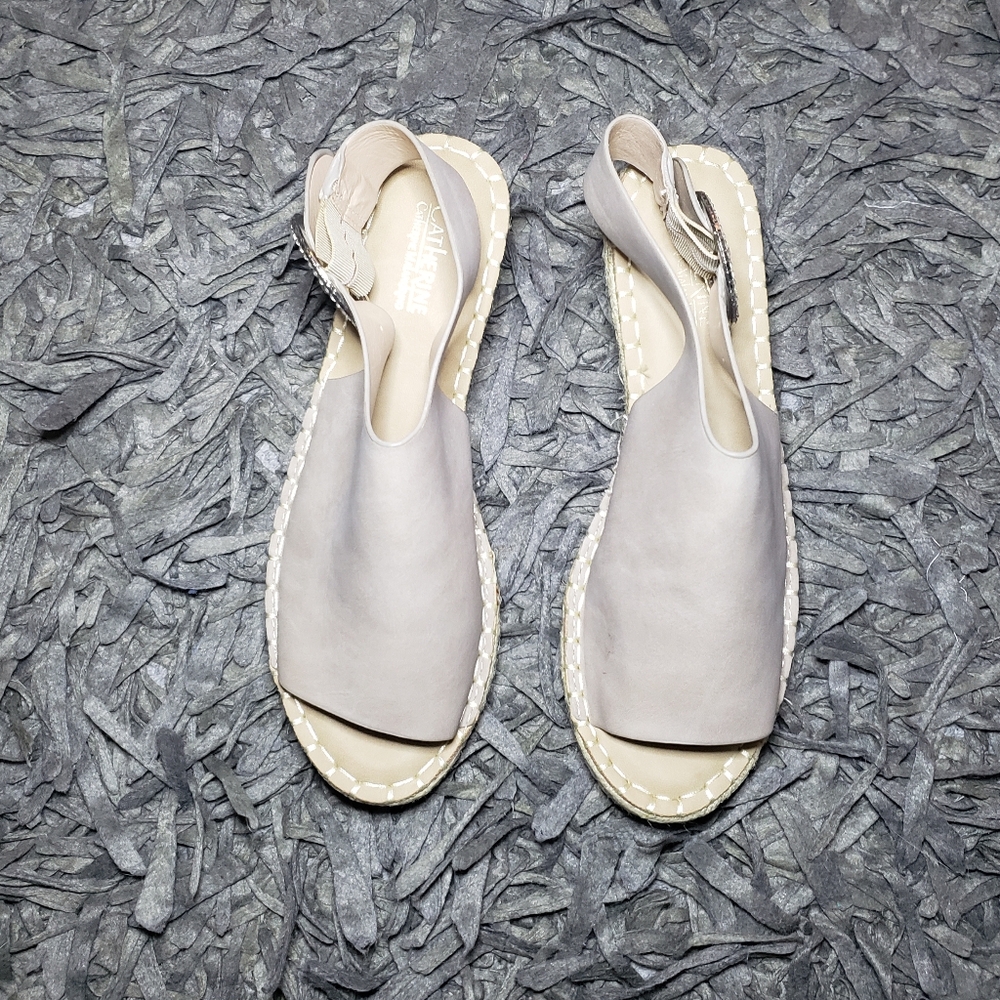 Catherine Malandrino Slingback Rhinestone Buckle Espadrille Platform Wedges - Picture 2 of 8